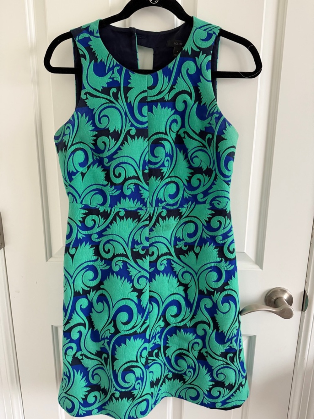 Jcrew Sleeveless Blue & Teal Floral Sheath Dress